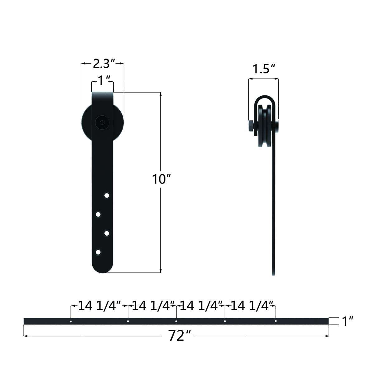 Homlux 6ft Double Cabinet Door Mini Barn Door Hardware Kits - Smoothly & Quietly - Simple & Easy to Install J Shape Hangers 4