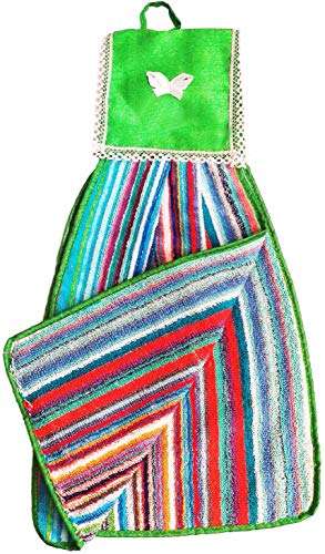 VORDVIGO Double Sided Printed Soft Cotton Hanging Hand Towel Napkin for Wash and Kitchen Basin (Multicolor) - Pack of 5 4