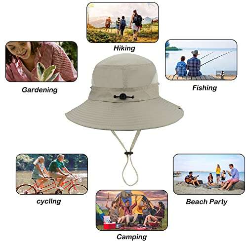 Summer-Quick-Dry-Sun-Hat-Beach-Bucket-Hat for Men Women - Wide Brim Mesh Boonie UV Protection Hat Foldable Packable with Drawstring Sky Blue 6