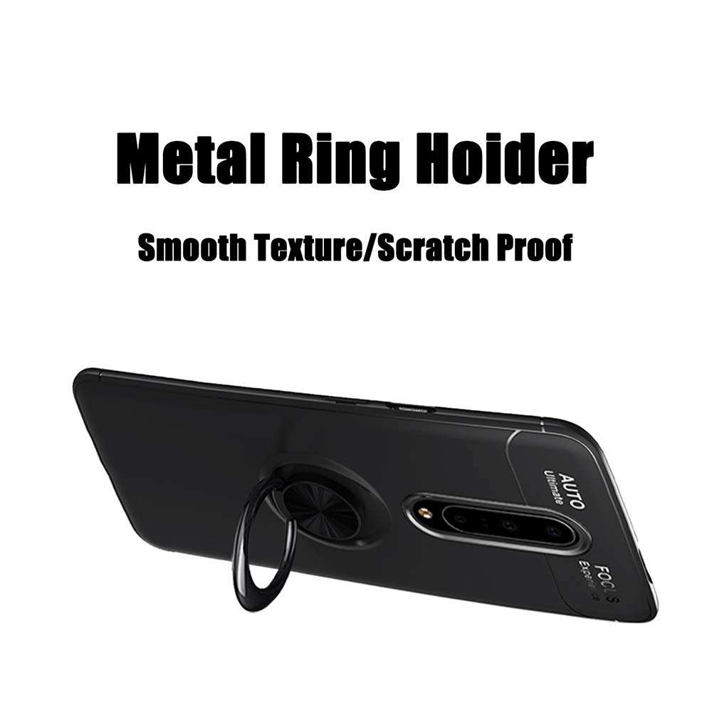Asuwish Compatible with OnePlus 7 Pro Case and Tempered Glass Screen Protector Cover Cell Ring Holder Kickstand Phone Cases for OnePlus7Pro 5G One Plus 1+7 1Plus OnePlus7 1+ 7Pro One+ 1 + Seven Black 2
