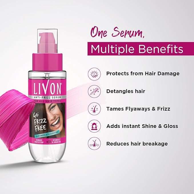 Livn Hair Serum, Anti-Frizz Formula, Vitamin E Enriched, Mild Fragrance 50 ml 5