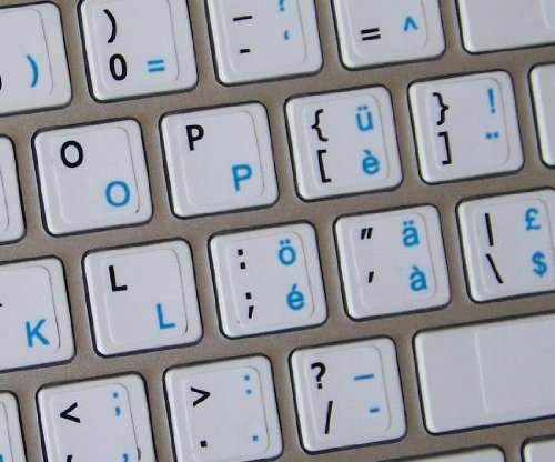 MAC English-Swiss (MULTILINGUAL) Keyboard Decals White Background 3