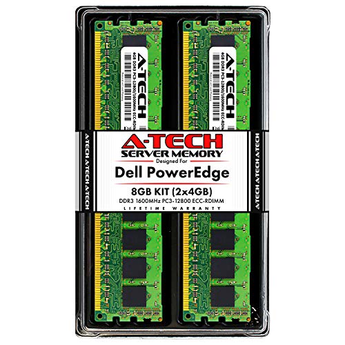 A-Tech 8GB (2x4GB) RAM for Dell PowerEdge R320, R420, R420XR, R520, R620, R720, R720XD, R820, R920 | DDR3 1600MHz ECC-RDIMM PC3-12800 1Rx4 1.5V ECC Registered DIMM Server Memory Upgrade Kit