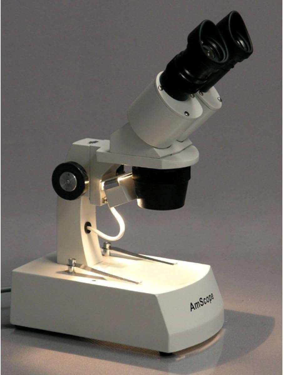 AmScope SE305R-A-E Digital Forward-Mounted Binocular Stereo Microscope, WF10x Eyepieces, 10X/30X Magnification, 1X and 3X Objectives, Upper and Lower Halogen Light Source, Arm Stand, 120V, Includes 0.3MP Camera and Software 3
