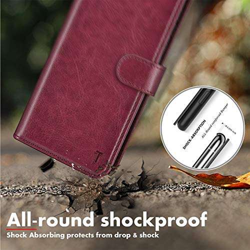 Tiflook Wallet Case for Moto G7 Play/Moto G7 Optimo 5.7", PU Leather Flip Folio [Kickstand][RFID Blocking][Magnetic Closure][Card Slots] Bumper Shock-Absorption Phone Cover, Wine Red 6
