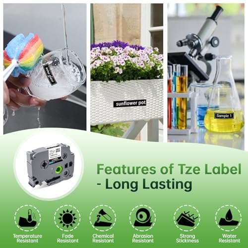 BOYEEZON 4Pack TZe-335 Label Tape Replacement for Brother P Touch TZe-335 Label Tape White on Black TZe TZ Tape 12mm 0.47 Laminated Black Label Maker Tape TZ-355 for Ptouch PTD210 PTD400 PTD410 PTD600 3