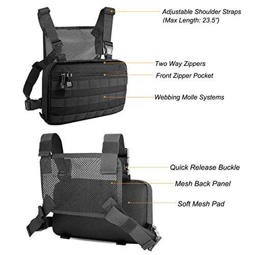 abcGoodefg Tactical Molle Radio Chest Harness Holder Holster Vest Front Pouch Outdoor Bag Pack (TAN) 4