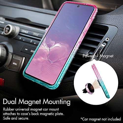 Silverback for Galaxy S10 Lite 2020 /Galaxy A91 Case, Moving Liquid Holographic Sparkle Glitter Case with Kickstand, Girls Women Bling Diamond Ring Protective Case for Samsung S10 Lite -Green 4