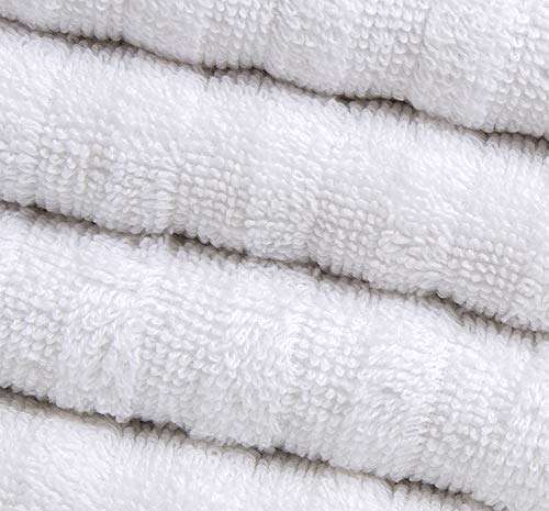 Pleasant Home Washcloths Set - (12” x 12”, 12 Pack) – 488 GSM- 100% Ring Spun Cotton Wash Cloth - Super Soft and Highly Absorbent Face Towels (White, Striped Design) 3