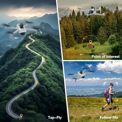 Drone with 4K UHD Camera for Adults,GPS RC Drone Brushless Motor,Upgraded Tablet Screen,2 Axis Gimbal EIS, Smart FPV Foldable Quadcopter for Beginners, Auto Return, Follow Me, Waypoints, 60 Mins Flight Time,Gift Drone, with Obstacle Avoidance 6