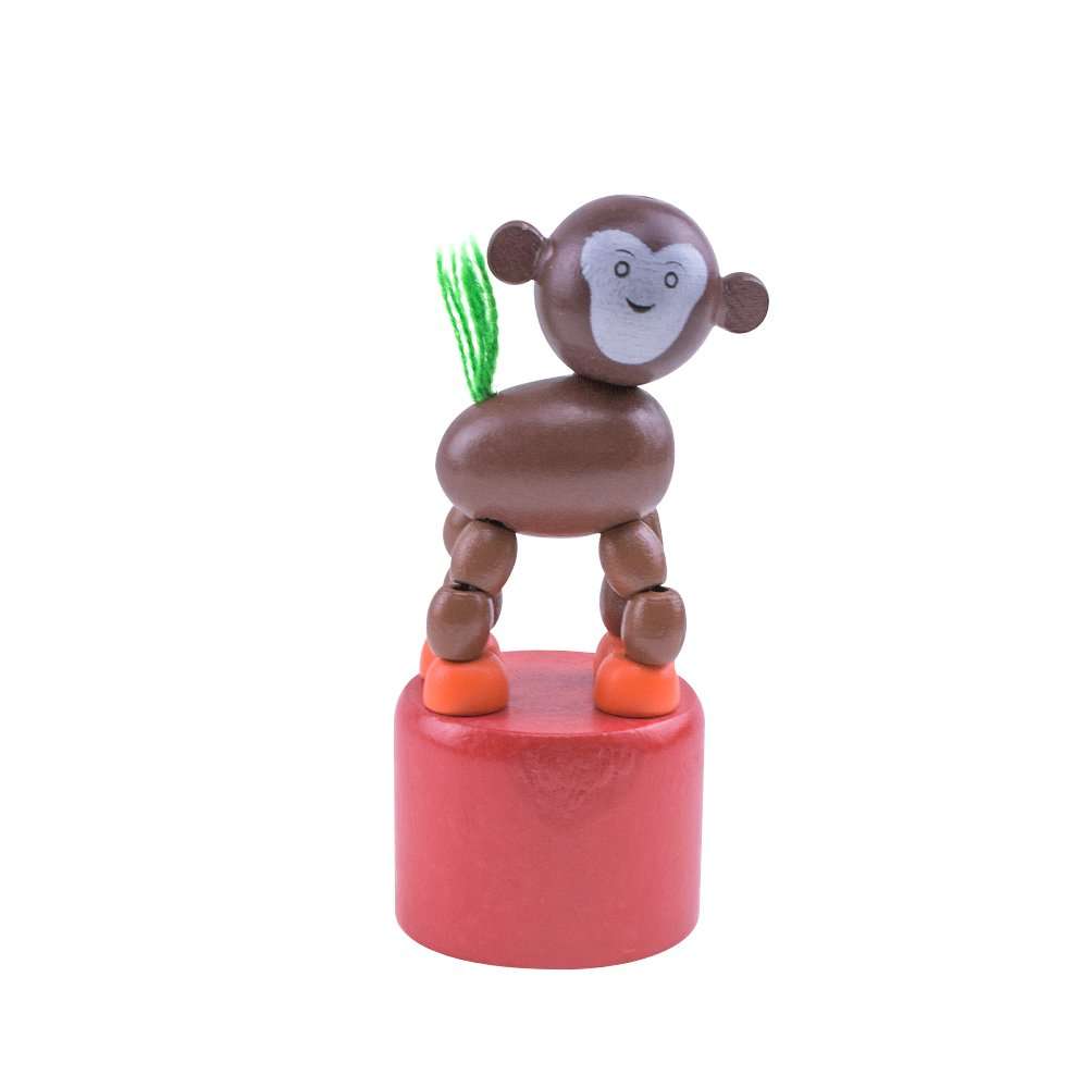 HSOMiD Kids Animal Push Up Press Base Toy,Chinese Traditional Thumb Puppet,Rocking Wooden Toy,Pack of 12 3