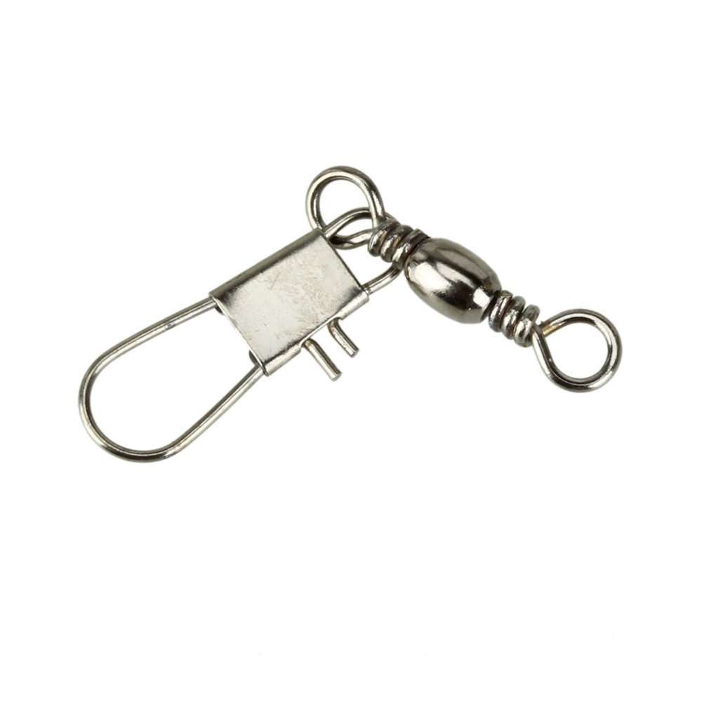 Nsstar 100pcs Barrel Swivel with Safty Snap Connector Solid Rings Fishing (#12) 5