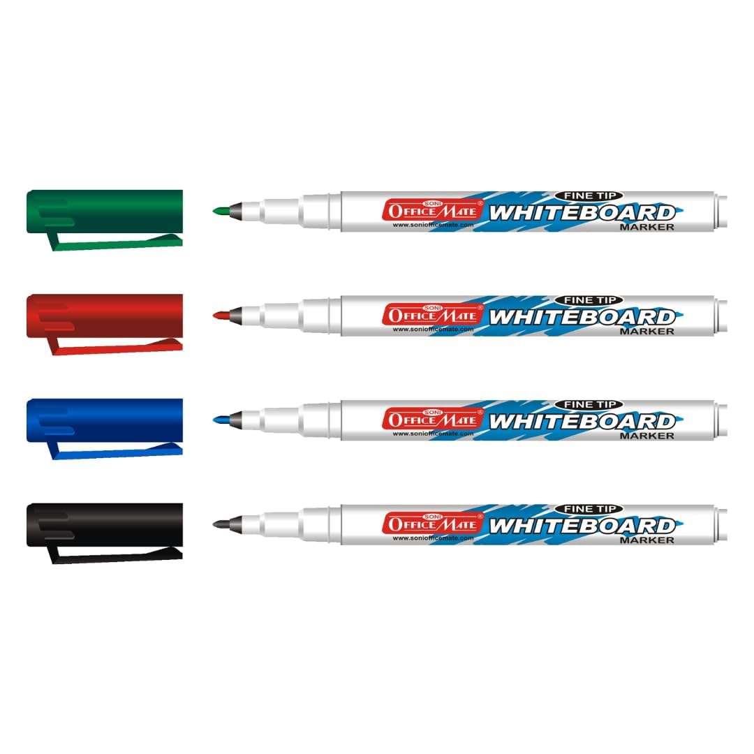 Soni Officemate Slim Whiteboard Marker, Assorted Colour-(4 Pcs- 2 Sets) 3