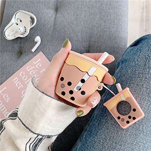 LEWOTE Case Funny Cute Cover Compatible for Apple Airpods 1&2[Dessert Food Series][Best Gift for Girls Boys or Couples](Milk Tea) 3