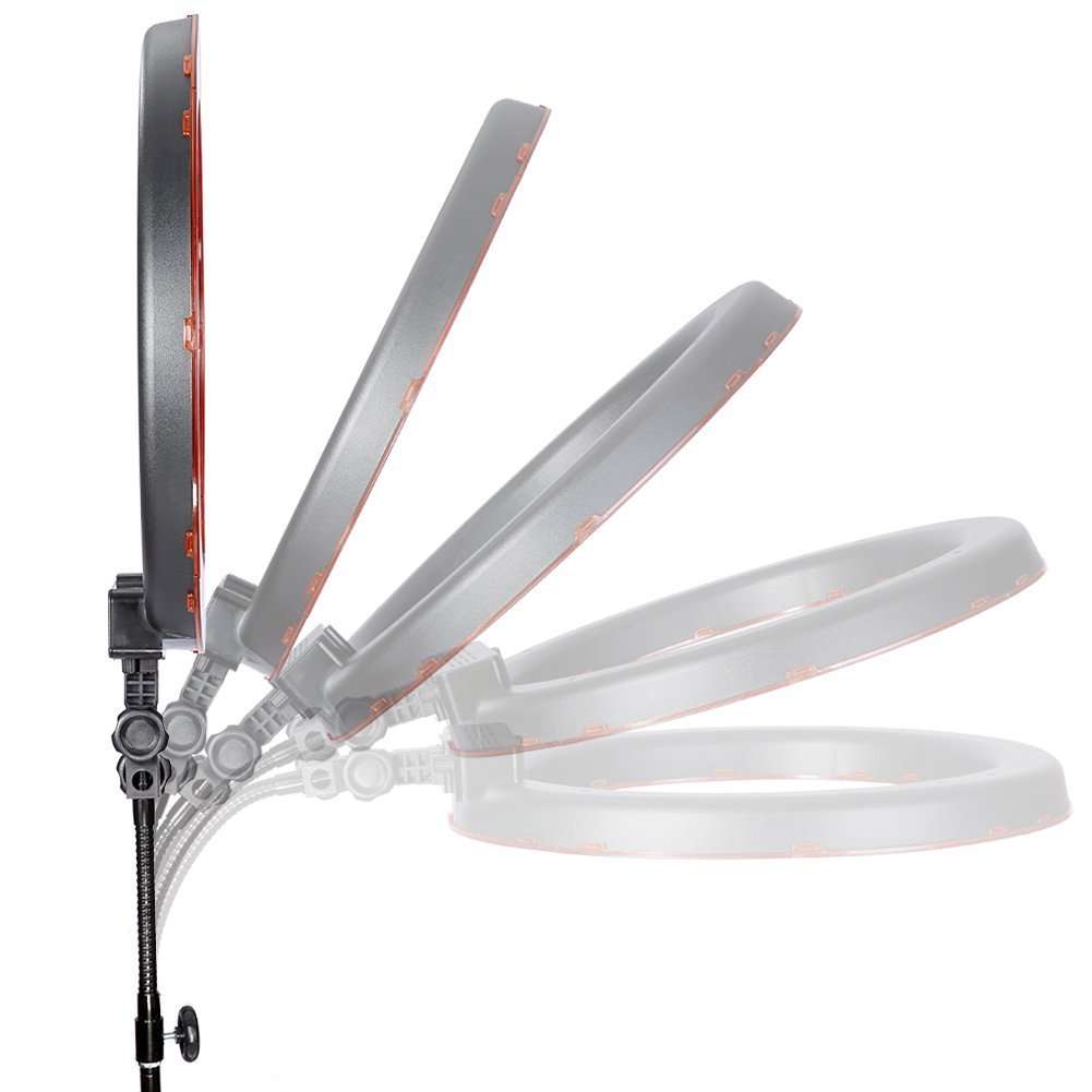 Neewer 18-inch Outer Dimmable Bi-Color SMD LED Ring Light with Flexible Tube Arm, Weighted Metal Base, Diffuser, Phone Holder and Color Filter for Photo Studio Portrait Video Shooting (US/EU Plug) 5