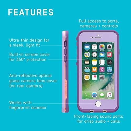 LifeProof iPhone SE (2nd gen - 2020) and iPhone 8/7 (NOT PLUS) FRĒ Series Case - NIGHT LITE (BLACK/LIME), waterproof IP68, built-in screen protector, port cover protection, snaps to MagSafe 4