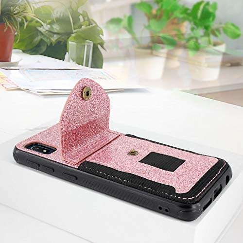 Lacass Slim Leather Wallet Case Protective Cover with Elastic Pocket Credit Card Slot Holder for Samsung Galaxy A10e SM-A102 (Bling Rose Gold) 4