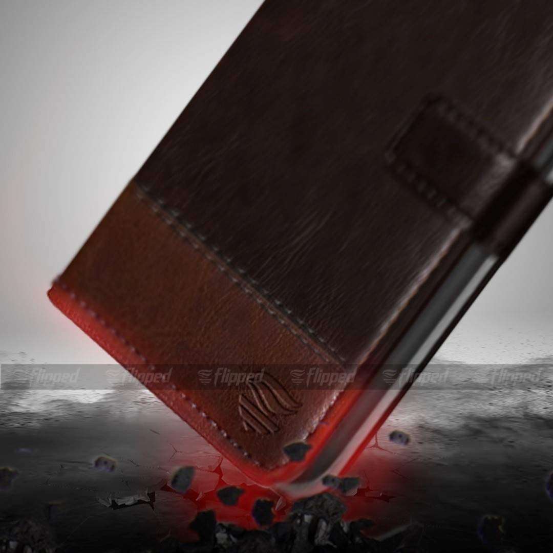 FLIPPED Vegan Leather Flip Case Back Cover for Apple iPhone 13 Pro Max (Flexible, Shock Proof | Hand Stitched Leather Finish | Card Pockets Wallet & Stand | Coffee with Brown) 5