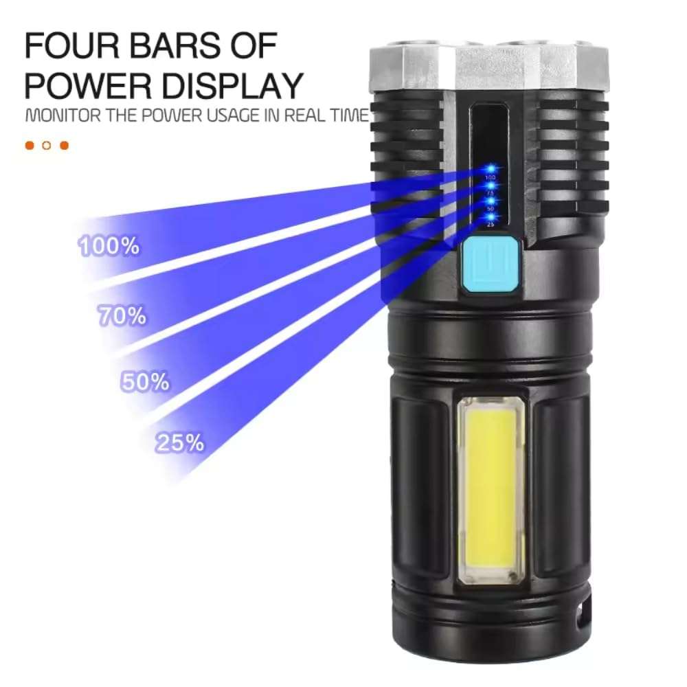 Drumstone (Summer Offer with 15 Years Warranty 4LED Outdoor COB Side Light Flashlight - USB Rechargeable, Waterproof, Portable Torch for Camping, Fishing, Hiking|Best for Gifting 3