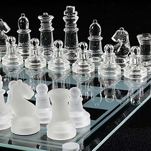 Shengsheng Crystal Glass Chess Portable Travel Chess Frosted Clear Chess Pieces Luxury Classic Interactive Game Educational Toy Gift (Size : Small) 5