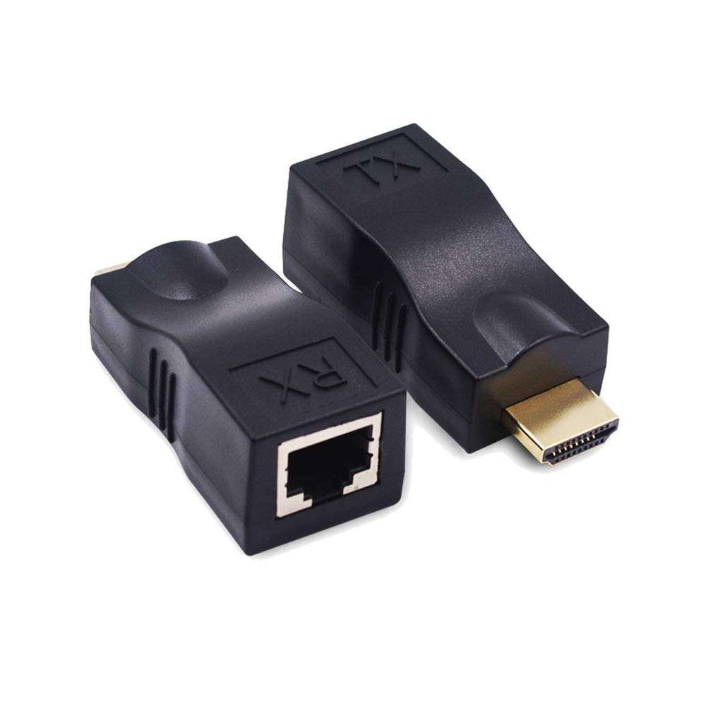 Paddsun HDMI Extender 1080P 30M HDMI to RJ45 Network Cable Extender Converter Adapter Support HDCP Over by Cat5-e/6 Cable Splitter Supports HDTV HDPC PS4 STB 2