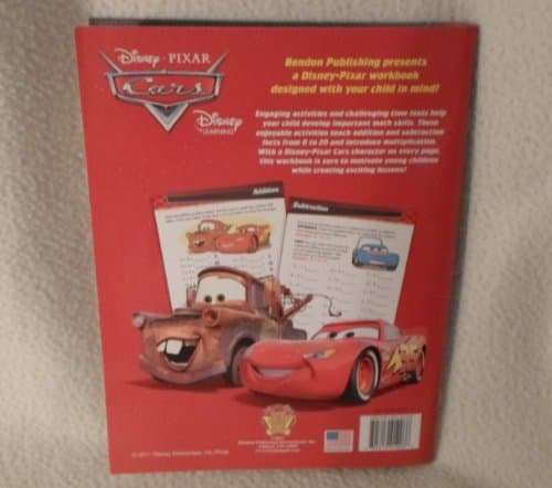 Cars Disney Pixar Math Learning Workbook 3