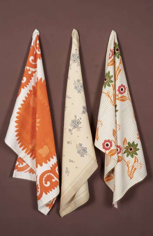 CONTRAST LIVING Pardeep Hand Block Printed Kitchen Towel/Dish Towel/Hand Towel Multi Color Set of 3 Pcs 1
