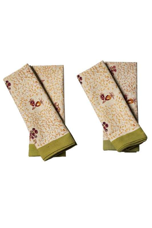 CONTRAST LIVING Puspa Hand Block Printed Kitchen Towel/Dish Towel/Hand Towel Multi Color Set of 4 Pcs 4