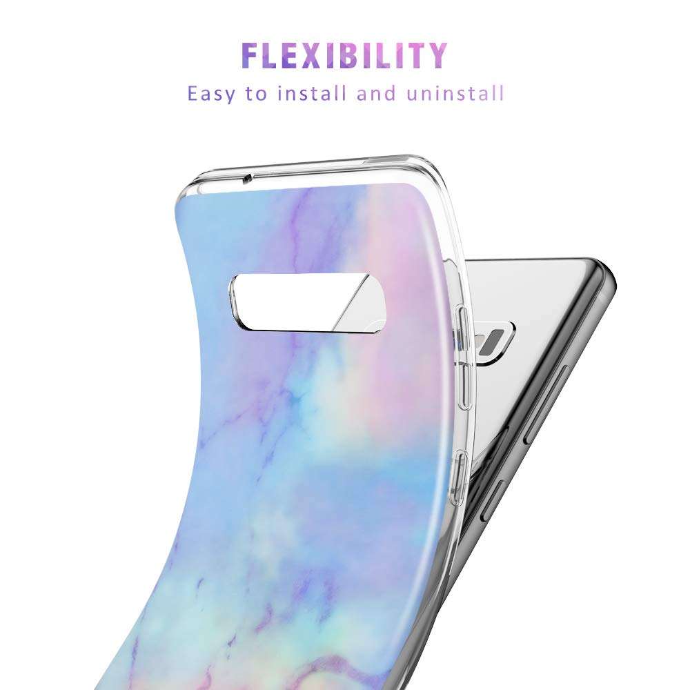 Caka Case for Galaxy S10 Marble Case Slim Anti Scratch Shockproof Luxury Fashion Silicone Soft Rubber TPU Protective Case for Samsung Galaxy S10 (Opal) 5