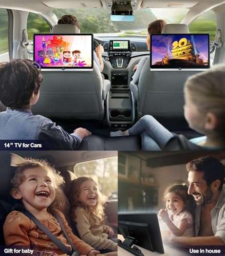 14 inch 4K Android 10.0 Portable Car TV Headrest Monitor Tablet for Back seat, Support Phone Wireless mirroring Touch Screen,with WiFi/Bluetooth/HDMI/USB/AV in/FM/Video Player 4G + 64G (2*PCs) 3