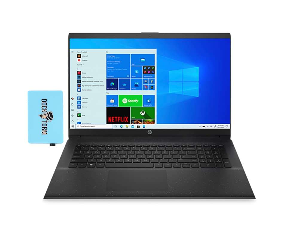Newest HP 17z Laptop Jet Black, 17.3" HD+ Display (AMD Athlon Gold 3150U 2-Core, 16GB RAM, 2TB PCIe SSD, AMD Radeon, WiFi 5, Bluetooth 5.0, HD Webcam, 1xHDMI, Win 10 Home) with Hub 1