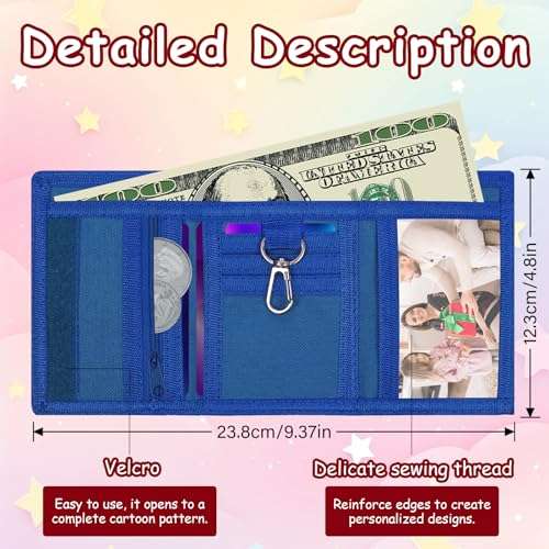 3 Packs Kids Wallet Bulk, Mini Trifold Coin Purse Cartoon Wallet, RFID Blocking Wallet, Front Pocket Wallet with Zipper for Kids, Canvas Outdoor Sports Wallets with Magic Sticker - Dinosaur 2 4