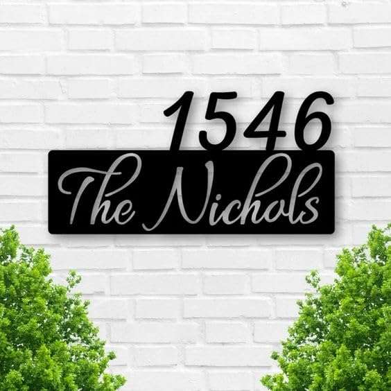 The C A F Customized Personalized Stainless Steel Black Letter Cutout Name Plate – Name Plate for Home Entrance House Doors, Stylish, Outdoor & Indoor, Waterproof (14 x 7 inch) 1