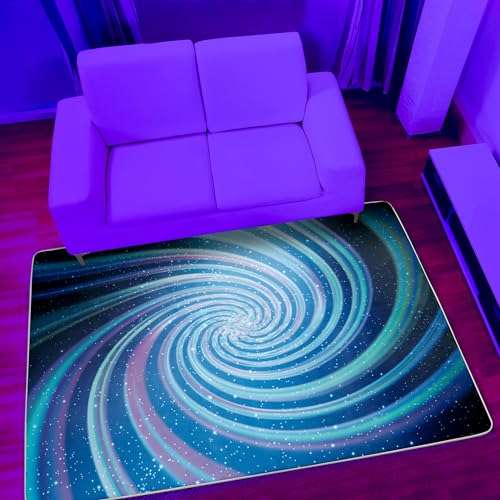 SEBKQ Optical Illusion Area Rug Black Light,UV Reactive 3D Fluorescent Rug for Bedroom Living Room Decorative Rug 70"×47"×0.39" 6