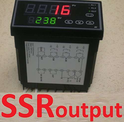1/8 DIN Fahrenheit Ramp Soak Temperature Controller Kiln+SSR+Heatsink+Thermocouple Programmable Control 60 Segment with Big Display 96x48mm 3