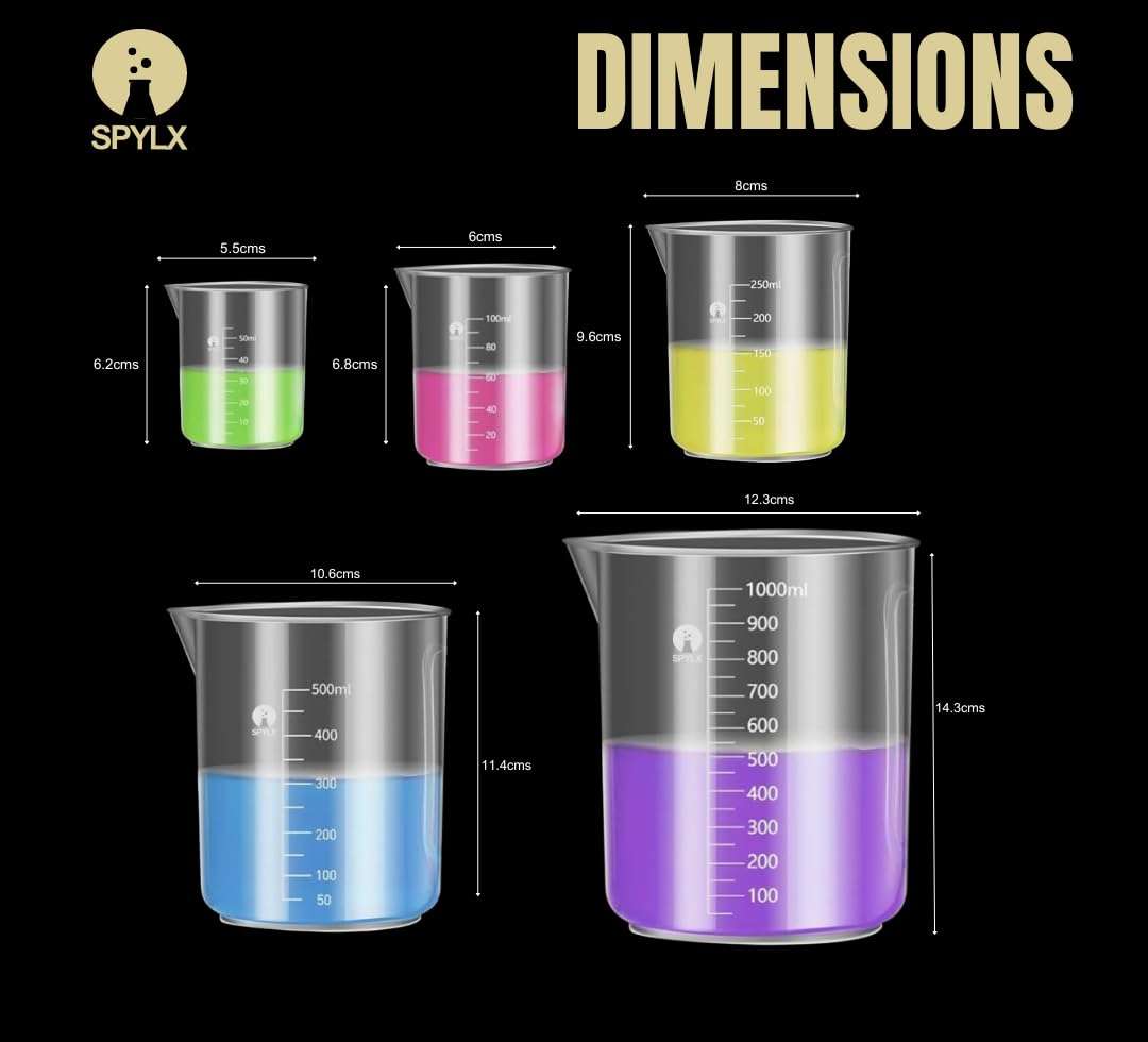 SPYLX Plastic Measuring Cups Graduated Epoxy Resin Mixing Cups, Small Beaker, Plastic Measuring Cup for Epoxy Resin, Paint, Art Craft, Soap Candle Tumbler Making (1, 100ml) 3