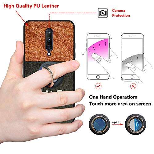 Alapmk Compatible with OnePlus 7 Pro Phone Case, OnePlus 7 Pro 5G Case, Do not Touch Pattern Design Scratch Resistant Bumper Case with 360 °Ring Kickstand for OnePlus 7 Pro Smartphone 4