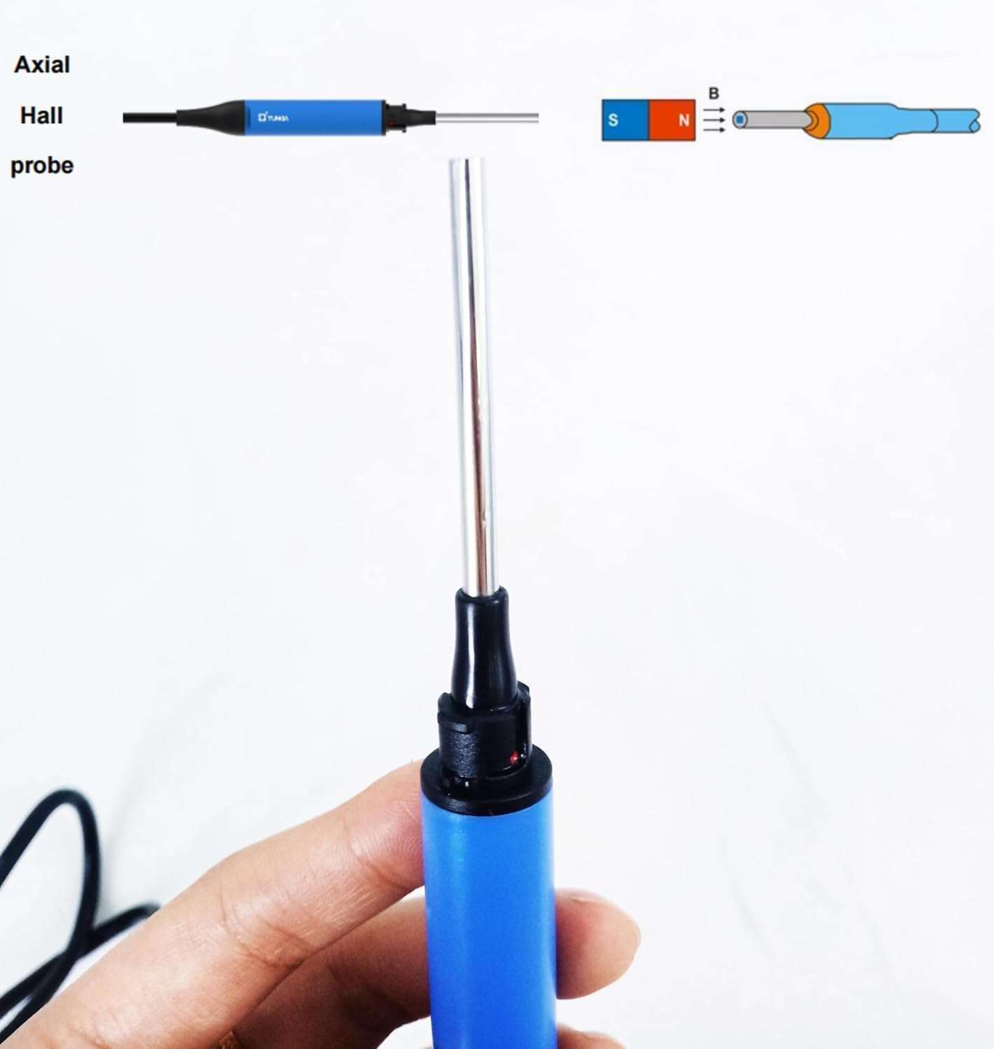HFBTE Digital Teslameter Gaussmeter Tesla Tester Surface Magnetic Field Tester Meter with Axial Probe Range 200 mT To 2000 mT Automatic Range Switching Accuracy ±1% USB interface 4