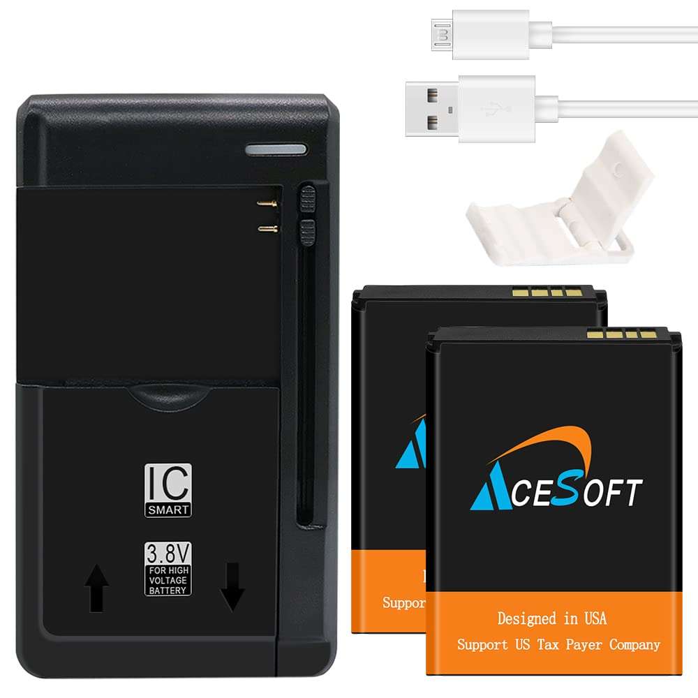 Lasting Capacity Replaceable Lithium Upgraded AA Grade 1600mAh Battery Universal Quick AC Dock Home Charger Micro Data Sync Cable Folding Bracket Compatible withAlcatel GO FLIP 4044V Unlocked 1