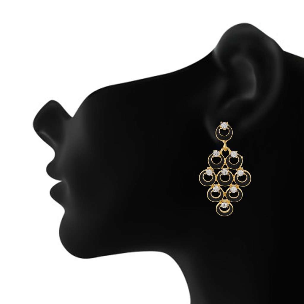 One Stop Fashion Black Colour Bunch of Circles Shape Ear Hanging for Girls and Womens 4