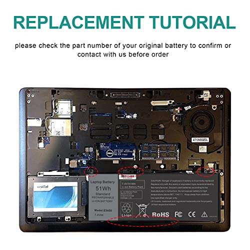 G5M10 Battery for Dell Latitude 14 15 E5450 E5550 E5250 P48G001 Series, 15.6 inch, WYJC2 0WYJC2 8V5GX R9XM9 1KY05 08V5GX VMKXM 5XFWC PF59Y TXF9M 7V69Y 451-BBLN 451-BBLL 451-BBLK 080-854-0066 6