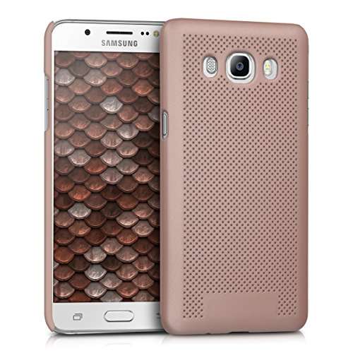 kwmobile Case Compatible with Samsung Galaxy J5 (2016) DUOS - Anti-Scratch Shockproof Protective Smartphone Cover - Perforated Rose Gold 1