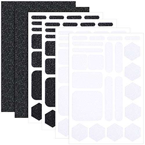 6 Pieces Grip Phone Stickers Non-Slip Cell Phone Grip Tape Rubber Textured Adhesive Traction Grip Decal Stickers for Phones Tablet Computer Gaming, Black and White 1