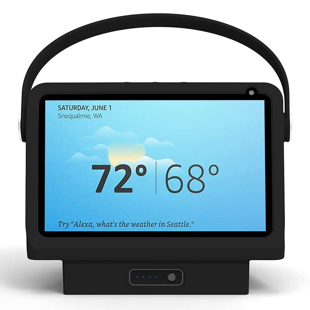 Liboer Battery Base for Show8 1st & 2nd Gen to Make Show8 Mobile Battery Cases Charger Compatible for Show 8 /Xiaodu Speaker Stand Mount with Handle Case (SH8 15600mAh Black)