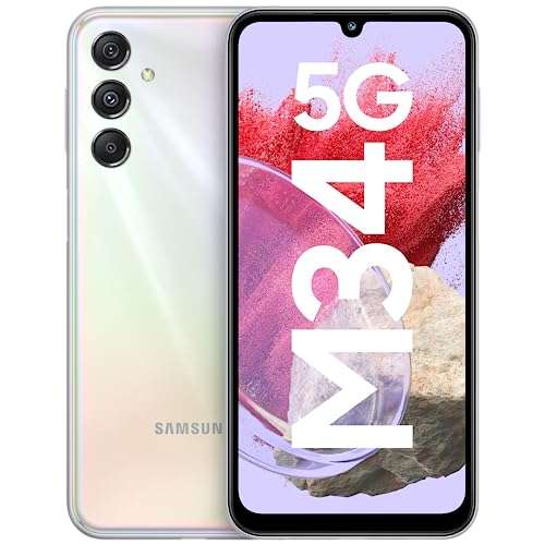 Samsung Galaxy M34 5G (Midnight Blue,8GB,128GB)|120Hz sAMOLED Display|50MP Triple No Shake Cam|6000 mAh Battery|4 Gen OS Upgrade & 5 Year Security Update|16GB RAM with RAM+|Android 13|Without Charger 1
