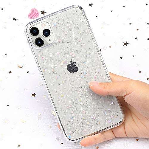 for iPhone 11 Case LAPOPNUT Super Cute Bling Glitter Star Crystal Clear Case Ultra Slim Case Chic Flexible TPU Gel Luxury Cover with Sequins Back Bumper for iPhone 11, Clear 1