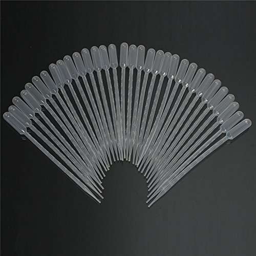 GLE2016 Clear White Plastic Liquid Dropper Pasteur Disposable Graduated Transfer Pipettes Pipetting (3ML(100 Pack)) 2