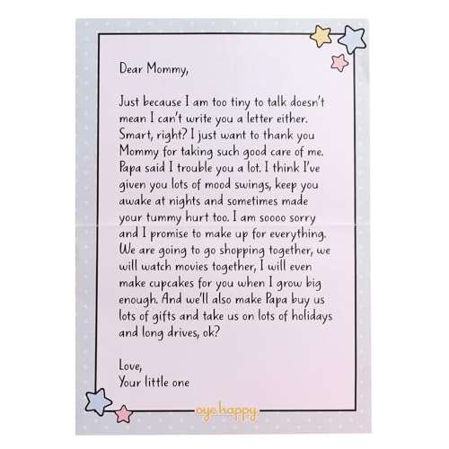 Oye Happy-Letter For New Mom-Best Message For Expecting Mothers,Mother's Day,Pack of 1 1