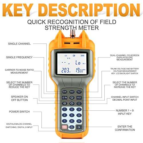 AUGOCOM® CATV Cable Tester, Coax Cable Tracer Coaxial Wire Continuity Checker, TV Handle Signal Level Meter DB Tester 47-870 MHz 6