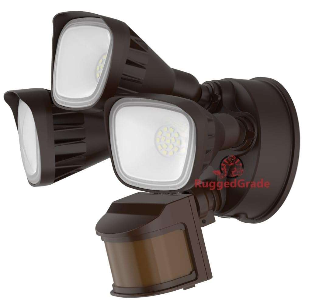 RuggedGrade 30 Watt - Turin II TT Series LED Security Light - Motion Wall Light -3600 Lumen, 240 Degree Sensor - Bronze housing - Color Selectable - Square Heads 3